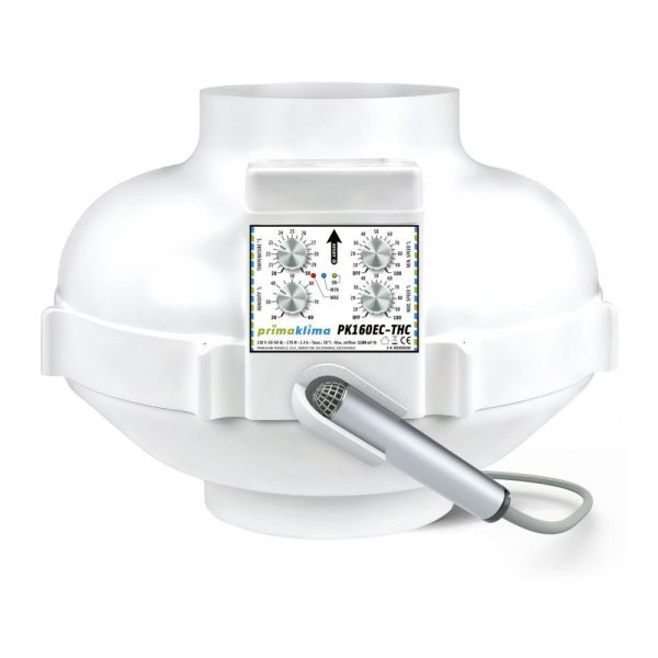 Prima Klima Rohrventilator EC-THC 160 mm – 1180 m³/h, EC Motor + Temperatur- & Feuchtigkeitsregelung