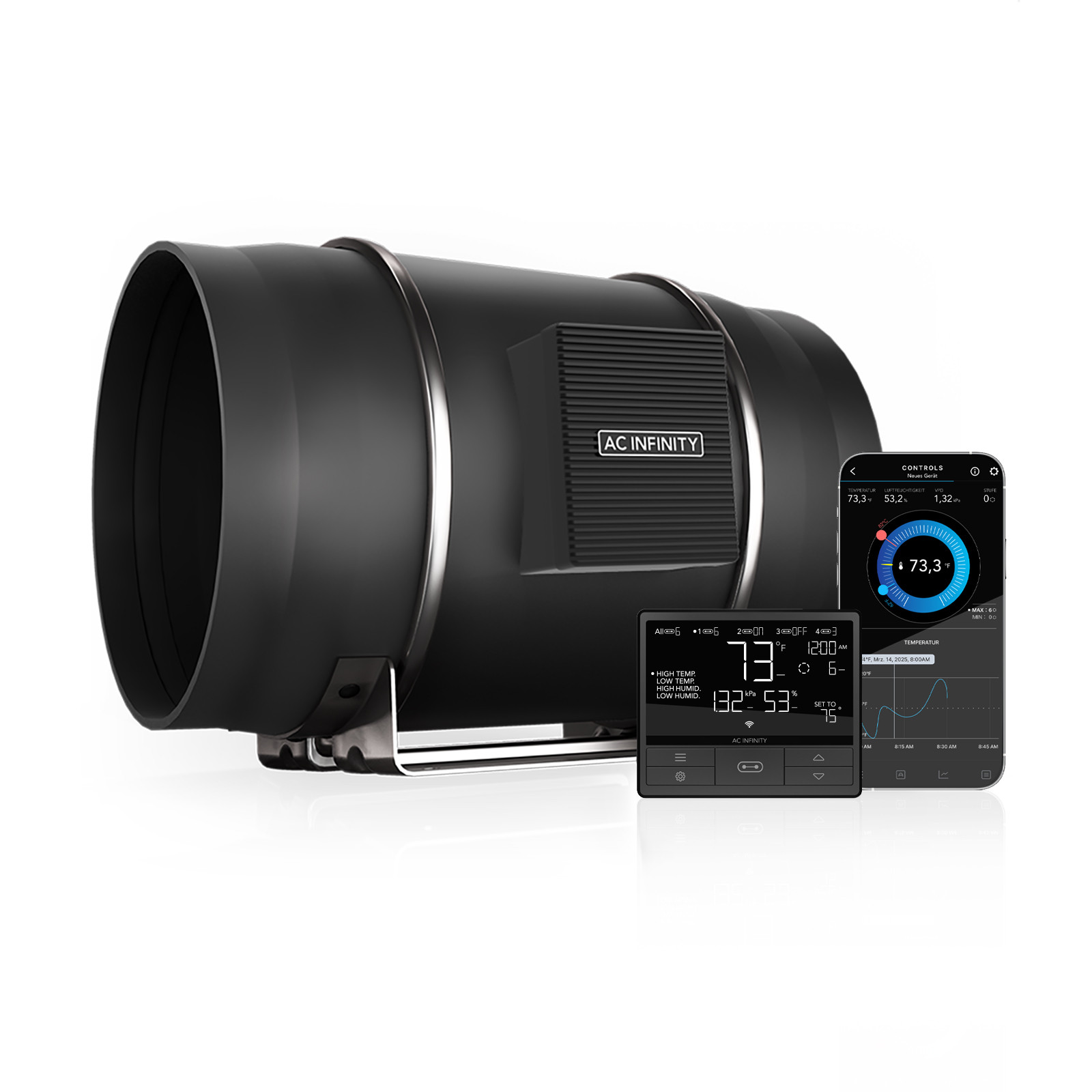 CLOUDLINE PRO T10 - Leiser Inline-Ventilator mit Temperatur-, Feuchtigkeits- und VPD-Controller, 250mm
