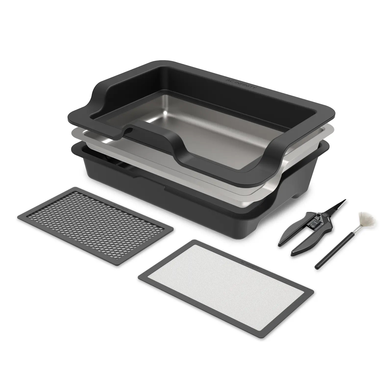 Großes Trim-Tablett-System, 3-Tablett- & 2-Sieb-Set, austauschbares und ergonomisches Design