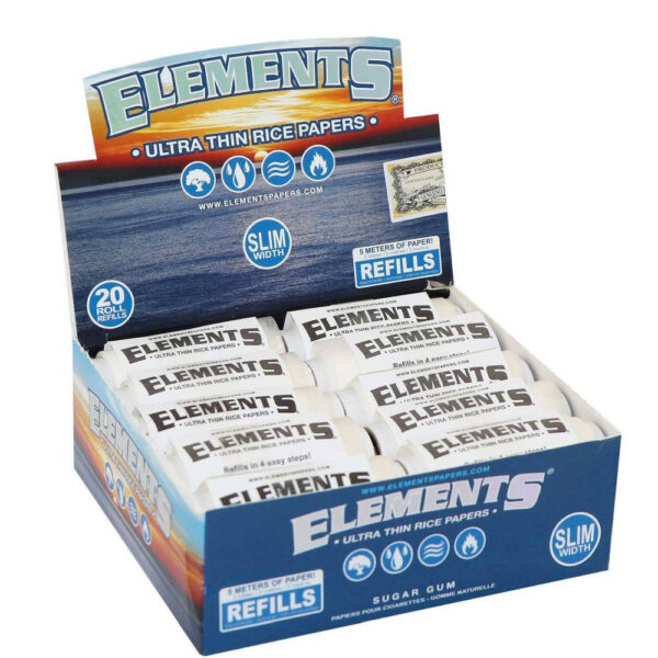 Rolling papers ELEMENTS Slim, 5m pack REFILL BOX 20 Stk