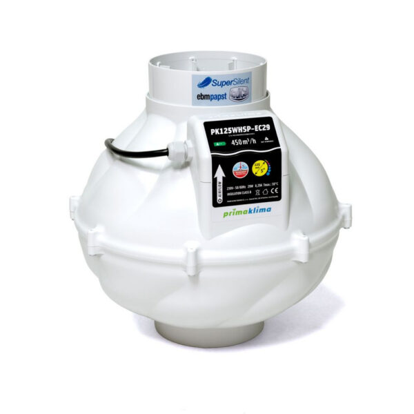 Prima Klima Rohrventilator Whisperblower EC 125 mm – 450 m3/h, EC motor – ohne Leistungsregelung