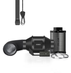 Luftfilter-Set 100 mm, Inline-Ventilator mit Geschwindigkeitsregler und Aktivkohlefilter