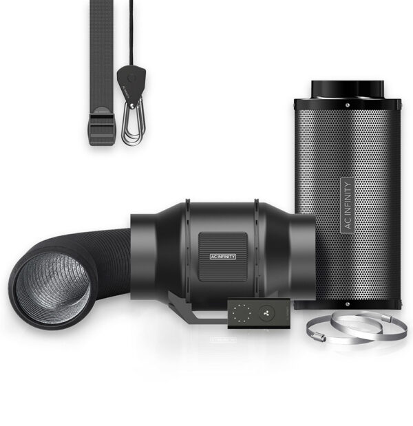 Luftfilter-Set 150 mm, Inline-Ventilator mit Geschwindigkeitsregler und Aktivkohlefilter