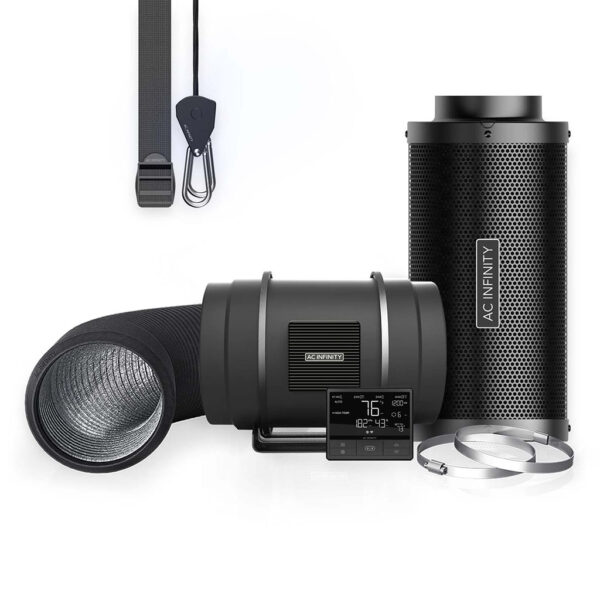 Luftfilter-Set 200 mm, Inline-Ventilator mit Geschwindigkeitsregler und Aktivkohlefilter