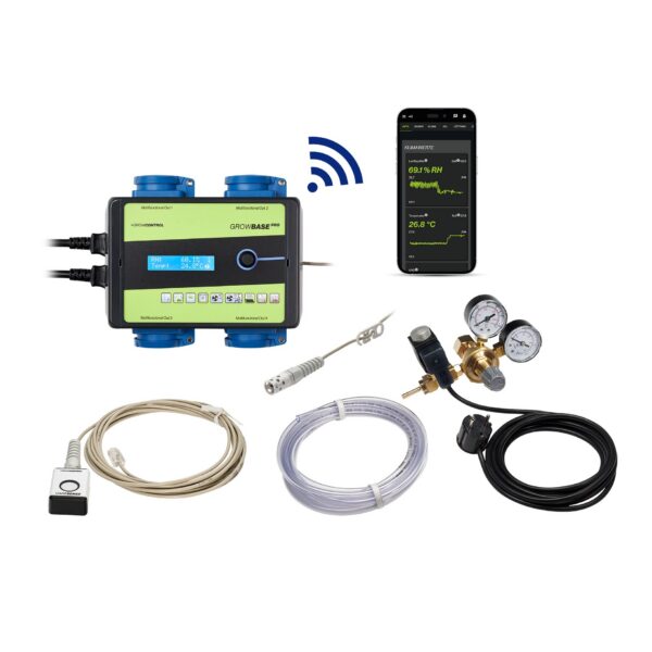 GrowControl CO2-Komplettset GrowBase Pro WiFi, Controller, CO2-Sensor & Armatur